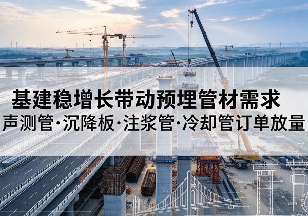 铜鼓基建稳增长带动预埋监测管材需求，声测管、沉降板、注浆管订单持续放量